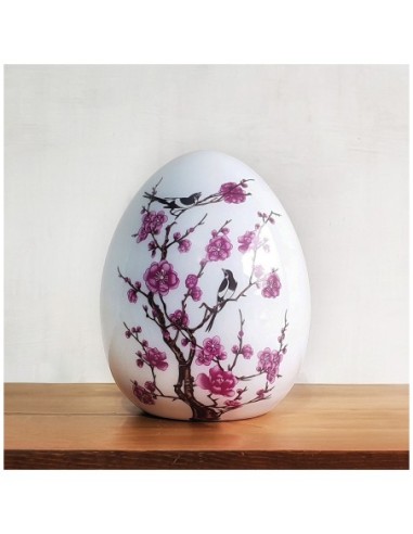 Huevo cerámico decorativo flores y aves