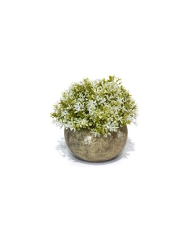 Mini arbusto artificial blanco con maceta cemento