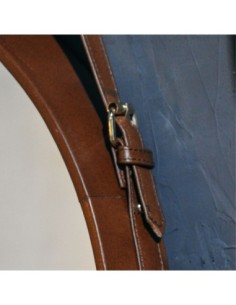 Espejo colgante circular cuero natural 54 cm 2