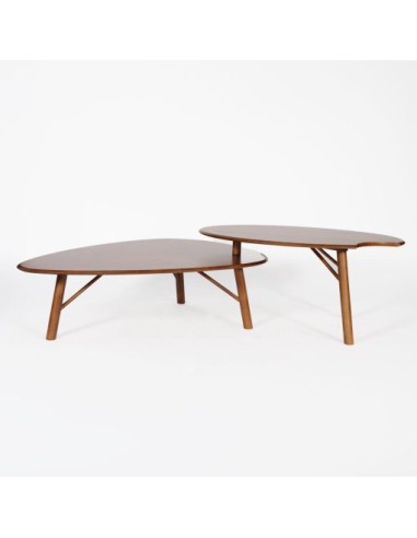 Mesa de centro doble YORK madera oscura