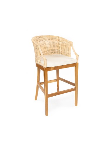 Silla Bar Stoll Madera / Rattan Color Natural con cojín 72cm