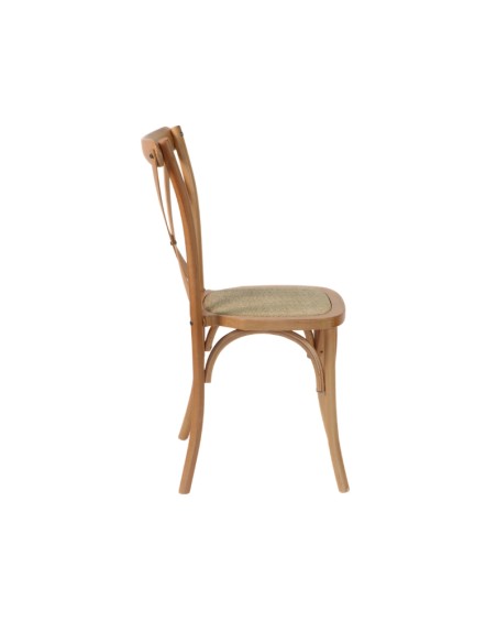 Silla Cruceta CROSSBACK madera de haya y rattan 50x50x90cm